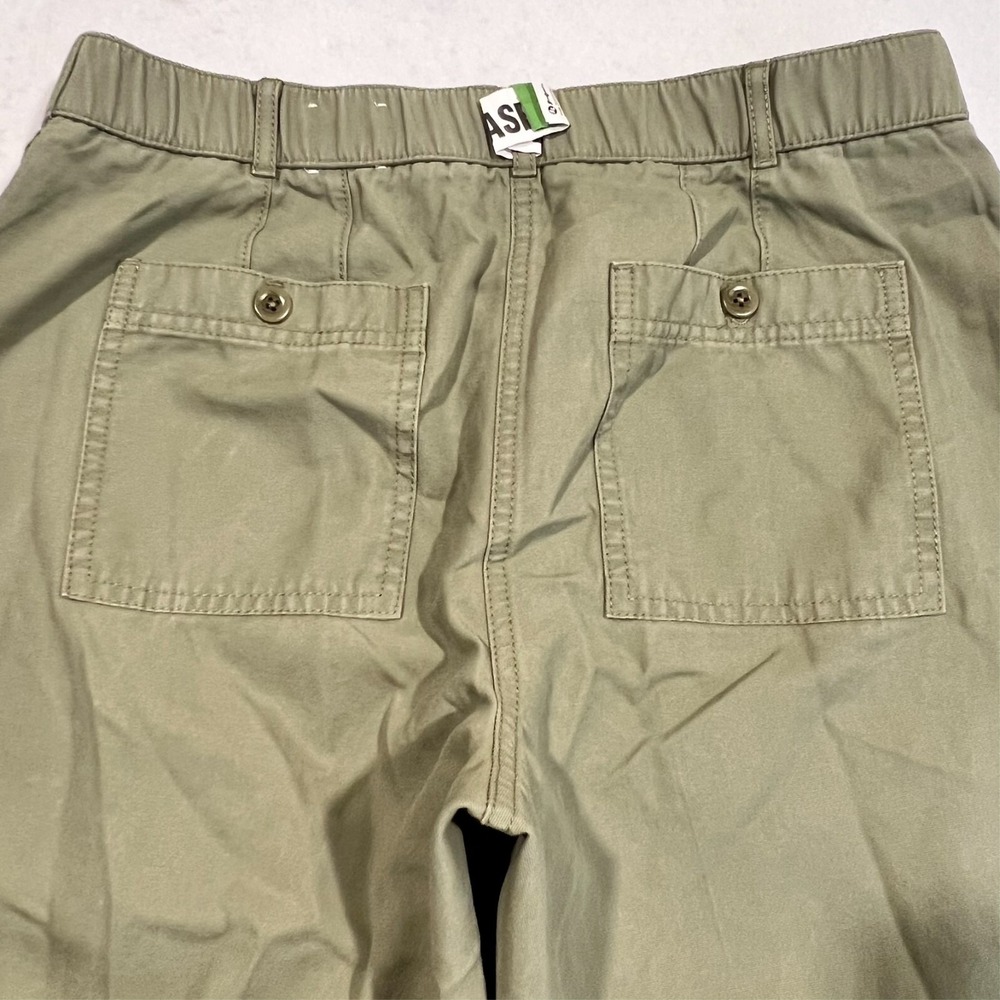 Talbots Slim‎ Cargo Pants Canvas Cotton Elastic Waist Green Size 8P Petite 30x25 - Picture 12 of 13